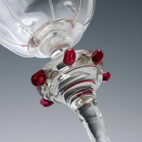 VENETIAN ART NOUVEAU SALVIATI RED RIM WINE GOBLET C1900 - ADDITIONAL PHOTO 3