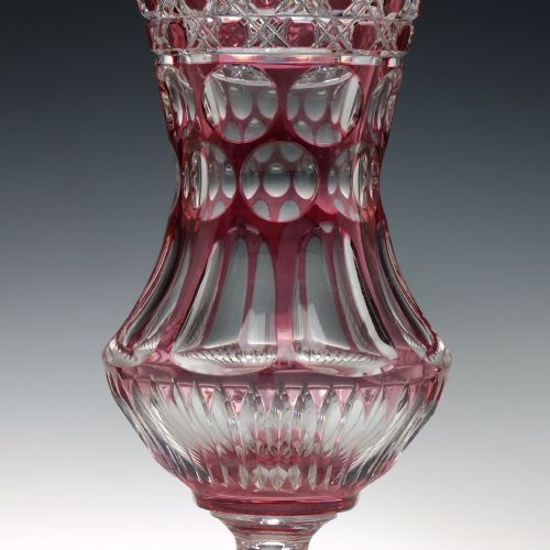 LARGE VICTORIAN CRANBERRY CUT VASE C1900 - ADDITIONAL PHOTO 2
