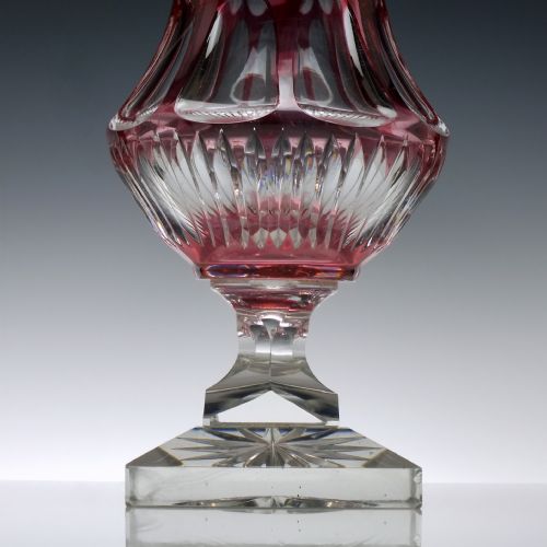LARGE VICTORIAN CRANBERRY CUT VASE C1900 - ADDITIONAL PHOTO 3