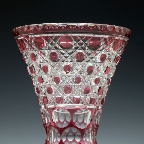 LARGE VICTORIAN CRANBERRY CUT VASE C1900 - ADDITIONAL PHOTO 4