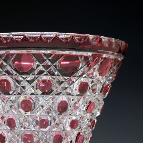 LARGE VICTORIAN CRANBERRY CUT VASE C1900 - ADDITIONAL PHOTO 5