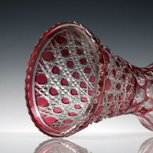 LARGE VICTORIAN CRANBERRY CUT VASE C1900 - ADDITIONAL PHOTO 7