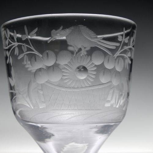 ENGRAVED 18TH CENTURY OPAQUE TWIST WINE GLASS C1760 - ADDITIONAL PHOTO 7