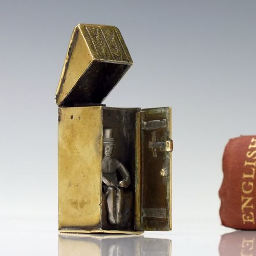 rare victorian brass and silver novilty vesta case c1840 - CATEGORY: ANTIQUE MISCELLANEOUS - DATED VICTORIAN