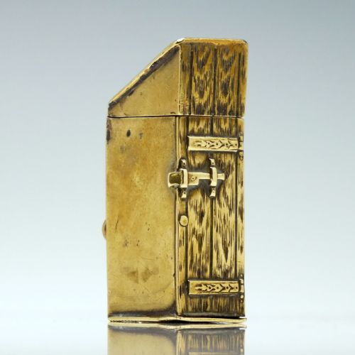 RARE VICTORIAN BRASS AND SILVER NOVILTY VESTA CASE C1840 - ADDITIONAL PHOTO 1
