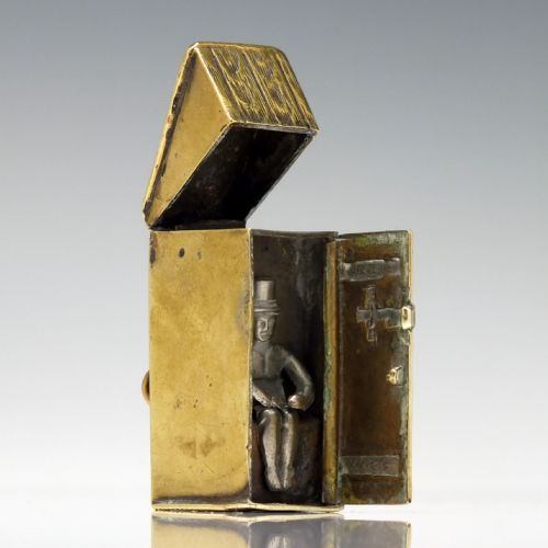 RARE VICTORIAN BRASS AND SILVER NOVILTY VESTA CASE C1840 - ADDITIONAL PHOTO 2