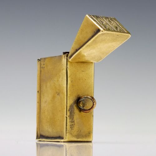 RARE VICTORIAN BRASS AND SILVER NOVILTY VESTA CASE C1840 - ADDITIONAL PHOTO 4