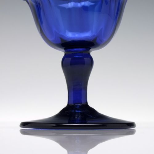 RARE 18TH CENTURY BLUE SWEETMEAT GLASS WITH CRIMPED BOWL C1760 - ADDITIONAL PHOTO 4