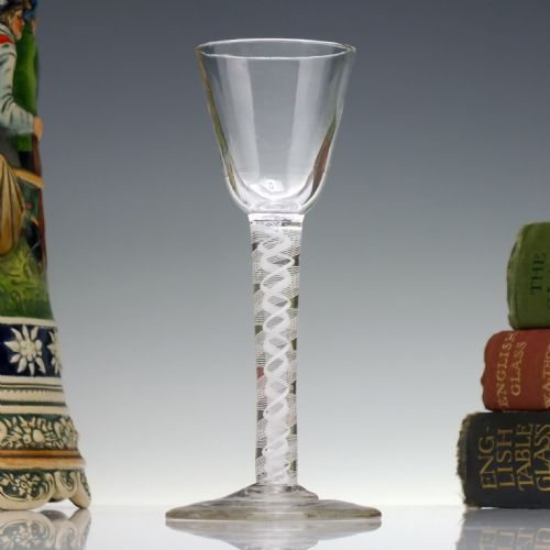 18th century double series opaque twist wine glass c1760 - CATEGORY: ANTIQUE GLASS - DATED GEORGIAN