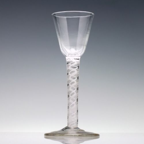 18TH CENTURY DOUBLE SERIES OPAQUE TWIST WINE GLASS C1760 - ADDITIONAL PHOTO 1