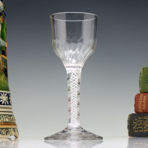 georgian rib moulded opaque twist wine glass c1760 - CATEGORY: ANTIQUE GLASS - DATED VICTORIAN