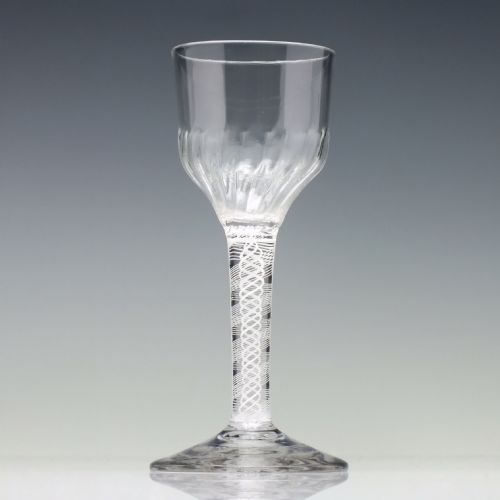 GEORGIAN RIB MOULDED OPAQUE TWIST WINE GLASS C1760 - ADDITIONAL PHOTO 1
