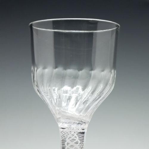 GEORGIAN RIB MOULDED OPAQUE TWIST WINE GLASS C1760 - ADDITIONAL PHOTO 2
