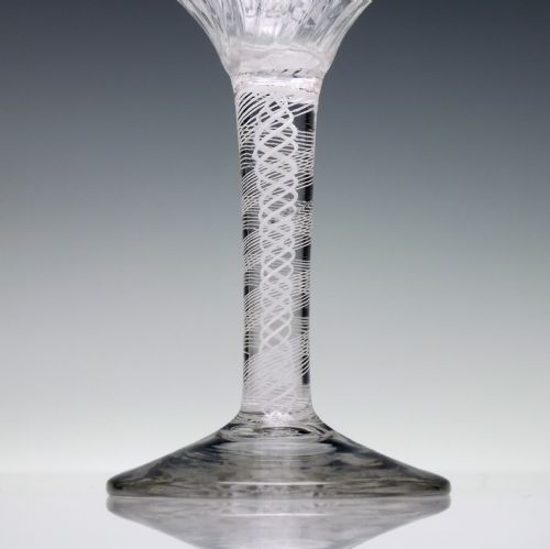 GEORGIAN RIB MOULDED OPAQUE TWIST WINE GLASS C1760 - ADDITIONAL PHOTO 3