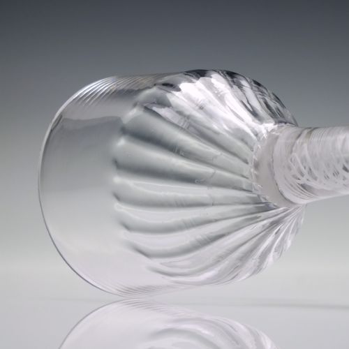 GEORGIAN RIB MOULDED OPAQUE TWIST WINE GLASS C1760 - ADDITIONAL PHOTO 6