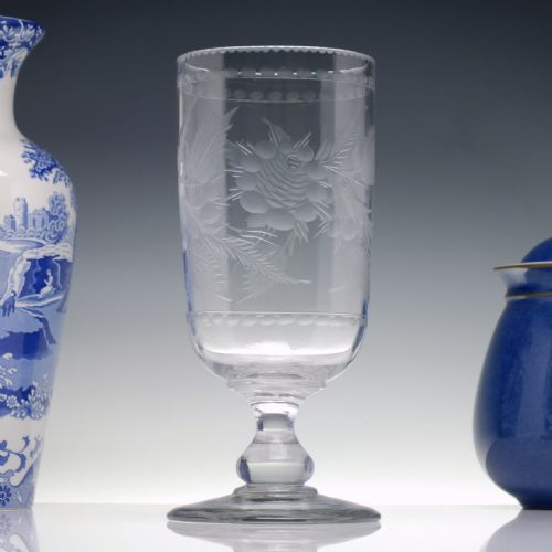victorian engraved glass celery vase c1850 - CATEGORY: ANTIQUE GLASS - DATED VICTORIAN