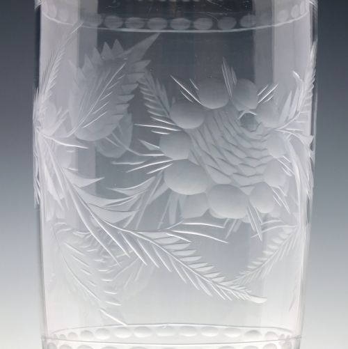 VICTORIAN ENGRAVED GLASS CELERY VASE C1850 - ADDITIONAL PHOTO 4