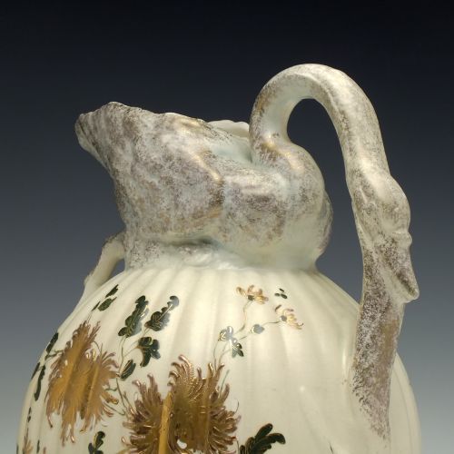 LARGE VICTORIAN HAND PAINTED SWAN PORCELAIN WATER JUG C1850 - ADDITIONAL PHOTO 1
