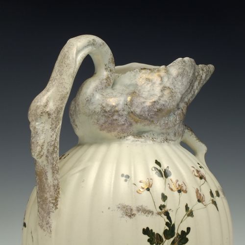 LARGE VICTORIAN HAND PAINTED SWAN PORCELAIN WATER JUG C1850 - ADDITIONAL PHOTO 2