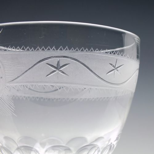 ENGRAVED 19TH CENTURY GLASS RUMMER WITH LEMON SQUEEZER FOOT C1800 - ADDITIONAL PHOTO 3
