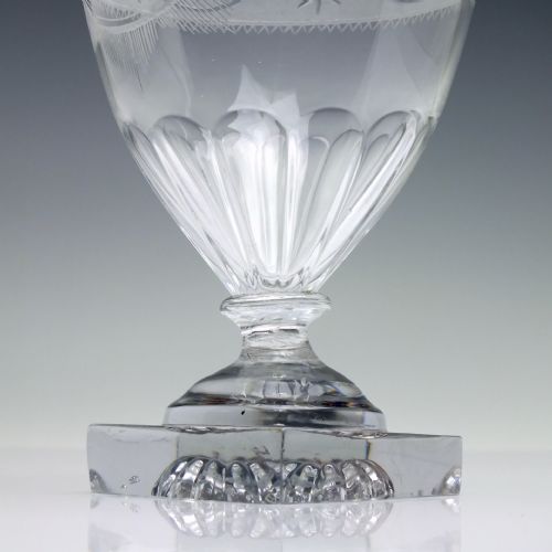 ENGRAVED 19TH CENTURY GLASS RUMMER WITH LEMON SQUEEZER FOOT C1800 - ADDITIONAL PHOTO 4