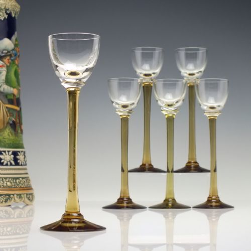 set of six art nouveau liqueur glasses c1910 - CATEGORY: ANTIQUE GLASS - DATED 1910