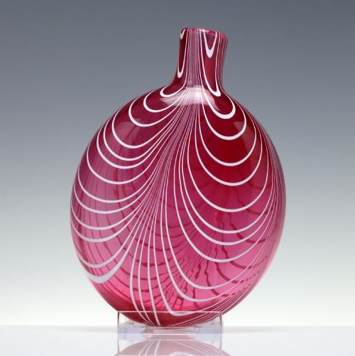 19th century nailsea cranberry glass flask c1830 - CATEGORY: ANTIQUE GLASS - DATED VICTORIAN