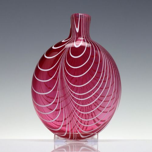 19TH CENTURY NAILSEA CRANBERRY GLASS FLASK C1830 - ADDITIONAL PHOTO 2