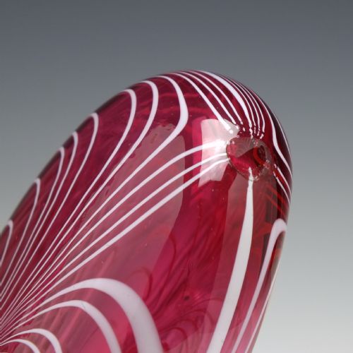 19TH CENTURY NAILSEA CRANBERRY GLASS FLASK C1830 - ADDITIONAL PHOTO 5