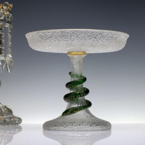 19TH CENTURY CRACKLE GLASS TAZZA WITH APPLIED SNAKE C1880 - ADDITIONAL PHOTO 1