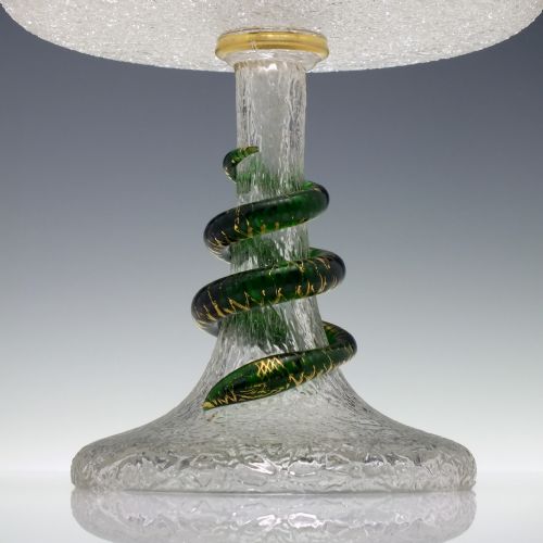 19TH CENTURY CRACKLE GLASS TAZZA WITH APPLIED SNAKE C1880 - ADDITIONAL PHOTO 2