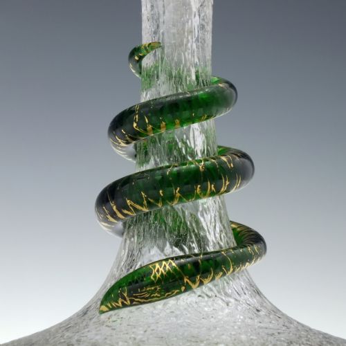 19TH CENTURY CRACKLE GLASS TAZZA WITH APPLIED SNAKE C1880 - ADDITIONAL PHOTO 4