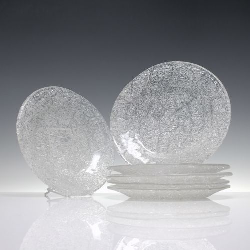 six 19th century crackle glass plates c1880 - CATEGORY: ANTIQUE GLASS - DATED VICTORIAN