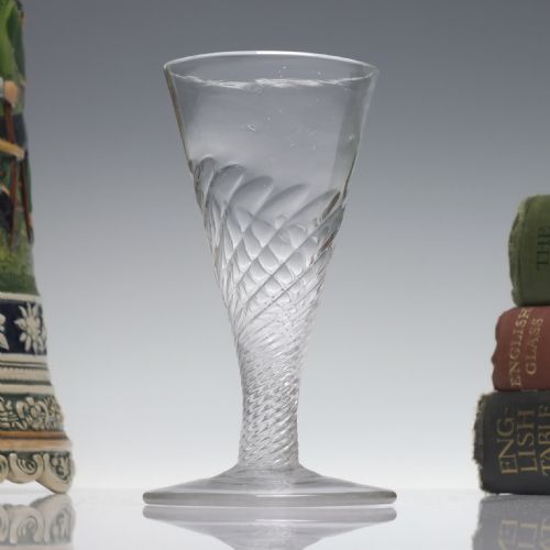 georgian halfwrythen ale glass c1780 - CATEGORY: ANTIQUE GLASS - DATED GEORGIAN