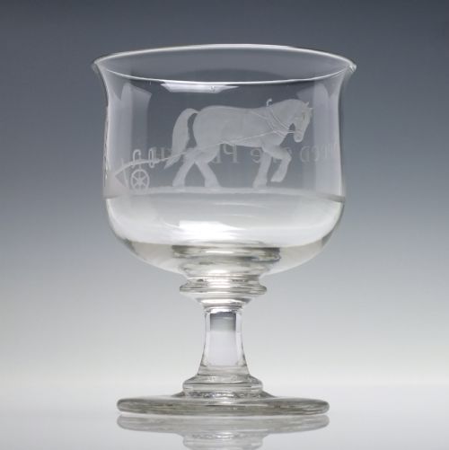 LARGE 19TH CENTURY 'SPEED THE PLOUGH' ENGRAVED GLASS RUMMER C1820 - ADDITIONAL PHOTO 1