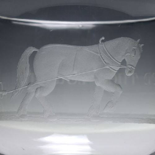 LARGE 19TH CENTURY 'SPEED THE PLOUGH' ENGRAVED GLASS RUMMER C1820 - ADDITIONAL PHOTO 3