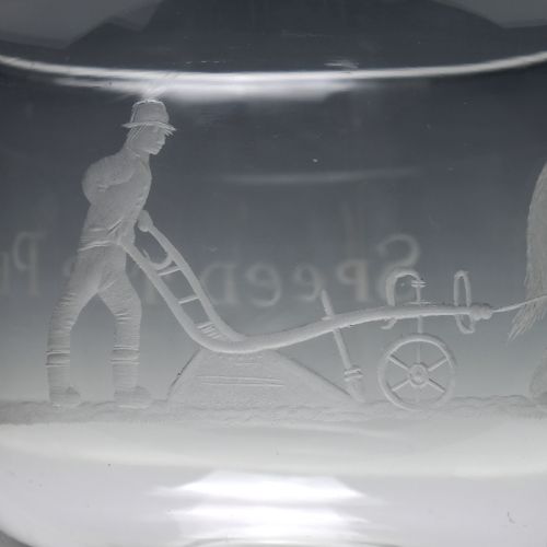 LARGE 19TH CENTURY 'SPEED THE PLOUGH' ENGRAVED GLASS RUMMER C1820 - ADDITIONAL PHOTO 4