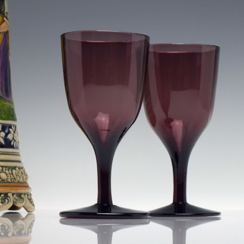 pair 19th century amethyst wine glasses c1840 - CATEGORY: ANTIQUE GLASS - DATED VICTORIAN
