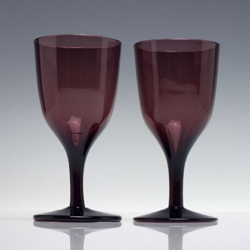PAIR 19TH CENTURY AMETHYST WINE GLASSES C1840 - ADDITIONAL PHOTO 1