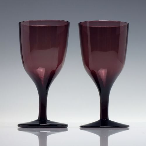 PAIR 19TH CENTURY AMETHYST WINE GLASSES C1840 - ADDITIONAL PHOTO 2