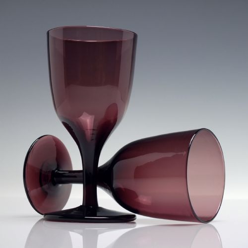 PAIR 19TH CENTURY AMETHYST WINE GLASSES C1840 - ADDITIONAL PHOTO 3