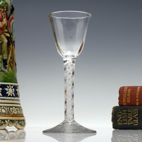 18th century double series opaque twist wine glass c1760 - CATEGORY: ANTIQUE GLASS - DATED GEORGIAN