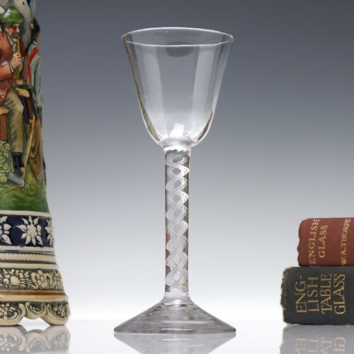 antique georgian single series air twist wine glass c1750 - CATEGORY: ANTIQUE GLASS - DATED GEORGIAN