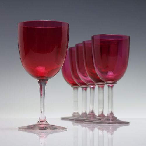 set of 19th century cranberry wine glasses c1880 - CATEGORY: ANTIQUE GLASS - DATED VICTORIAN
