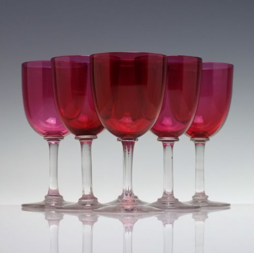SET OF 19TH CENTURY CRANBERRY WINE GLASSES C1880 - ADDITIONAL PHOTO 1