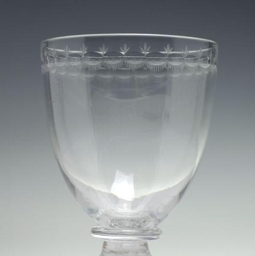 PAIR 19TH CENTURY ENGRAVED GLASS RUMMER WITH LEMON SQUEEZER FEET C1800 - ADDITIONAL PHOTO 9