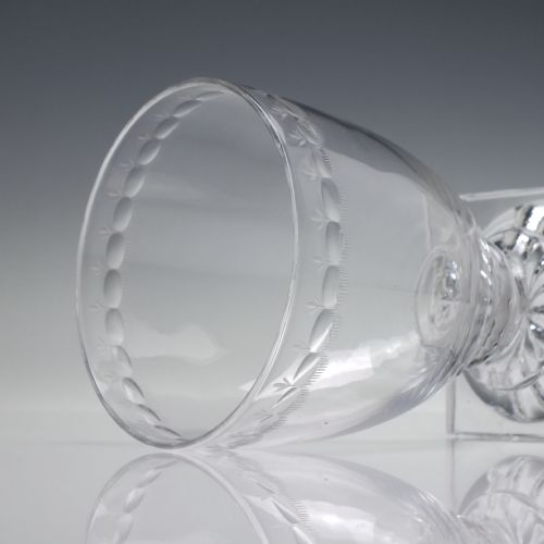 PAIR 19TH CENTURY ENGRAVED GLASS RUMMER WITH LEMON SQUEEZER FEET C1800 - ADDITIONAL PHOTO 13
