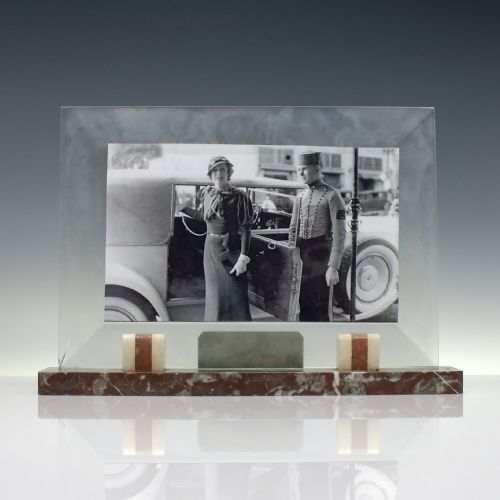 ORIGINAL ART DECO MARBLE GLASS PHOTO FRAME C1930 - ADDITIONAL PHOTO 1
