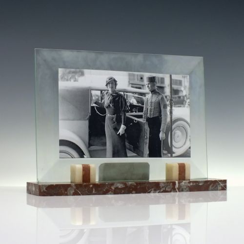 ORIGINAL ART DECO MARBLE GLASS PHOTO FRAME C1930 - ADDITIONAL PHOTO 2