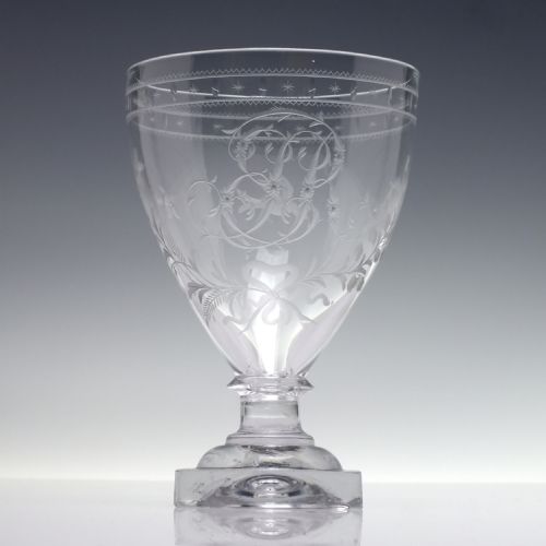 GEORGIAN ENGRAVED ANTIQUE GLASS RUMMER C1820 - ADDITIONAL PHOTO 1